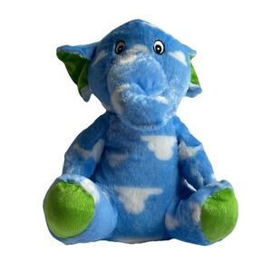 World Plush Inc Elephant Green Ears Feet Blue White Clouds Claw Machine Prize